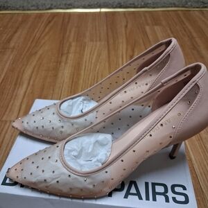 Dream Pairs Women Slip On Mesh Pumps Rhinestone Studs Comfy Heels Shoe NWT